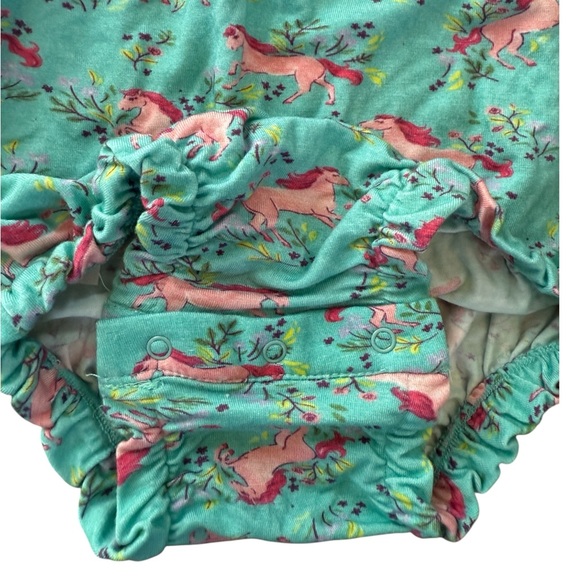 Hatley baby bamboo galloping horse ruffle sleeve romper, NWTS sz 0-3 months - Picture 5 of 9